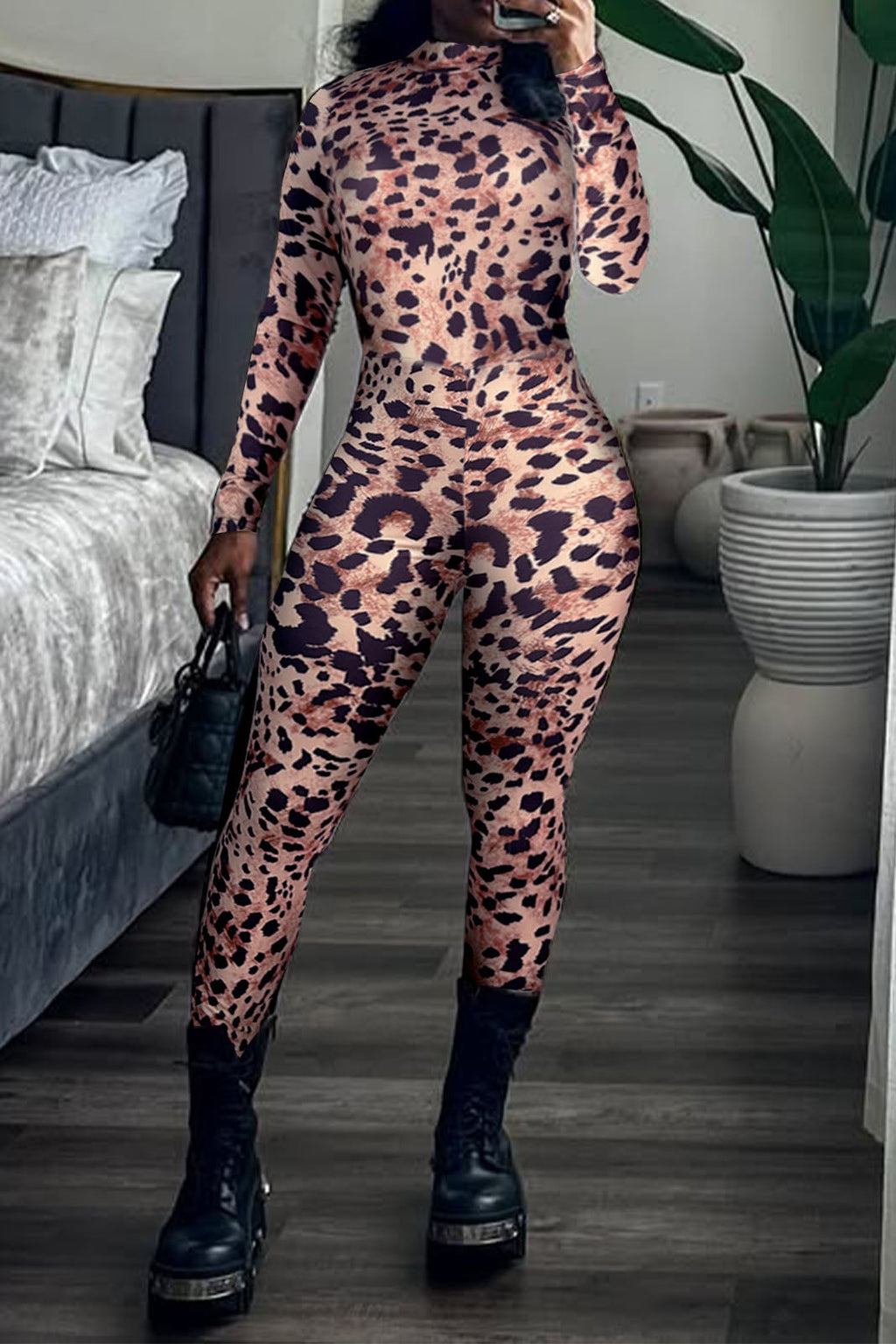 Leopard Gloved Jumpsuit Lavish Daily