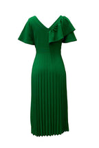 Pleated Flounce Sleeve Slim Fit Dress Lavish Daily