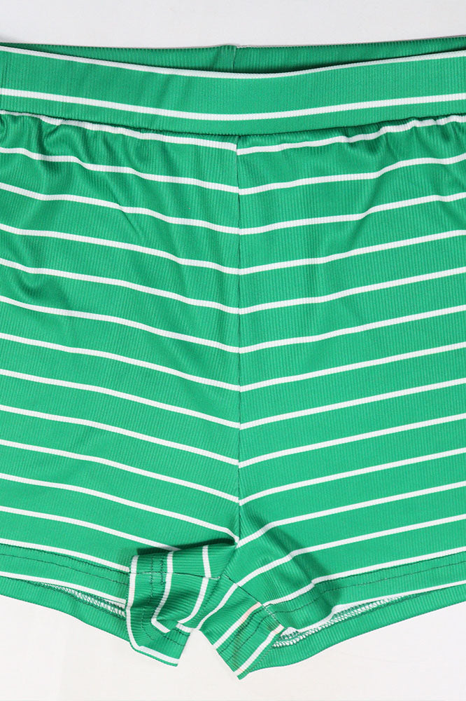 Striped Polo Collar Button-Front Top & Shorts Set Lavish Daily