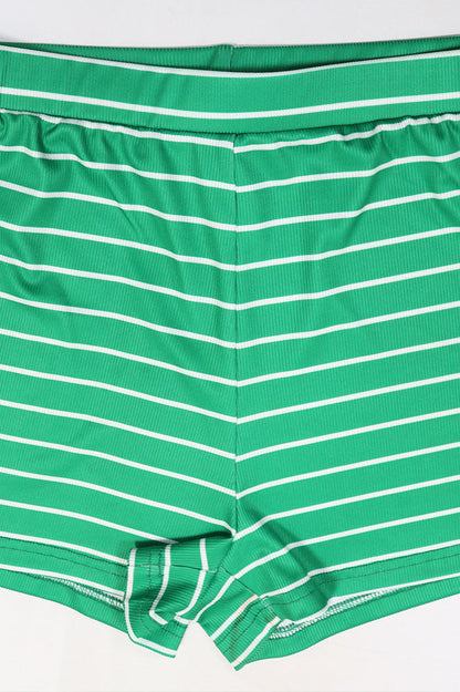 Striped Polo Collar Button-Front Top & Shorts Set Lavish Daily