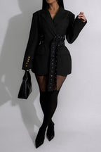 Double Side Belted Blazer Lavish Daily