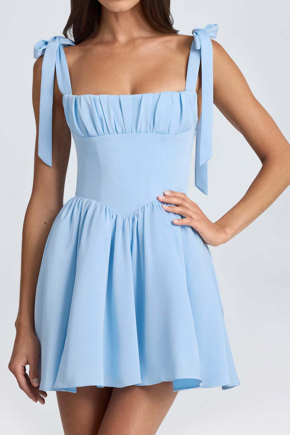 Pintucked Shirred Mini Dress Lavish Daily