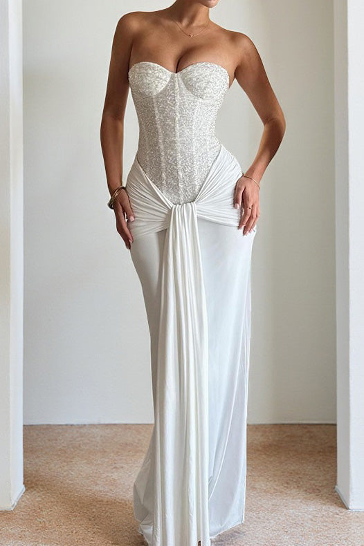 Off Shoulder Lace Up Pleated Maxi Dress Lavish Daily