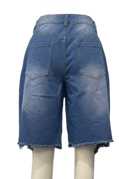 Distressed Eyelet Denim Shorts LavishDaily