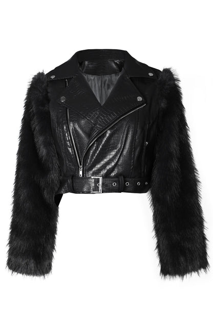 Faux Fur Trim Faux Leather Jacket Lavish Daily