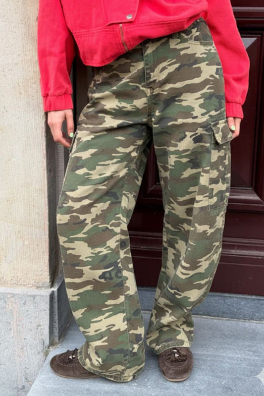 Camo Wide Leg Cargo Pants Lavish Daily