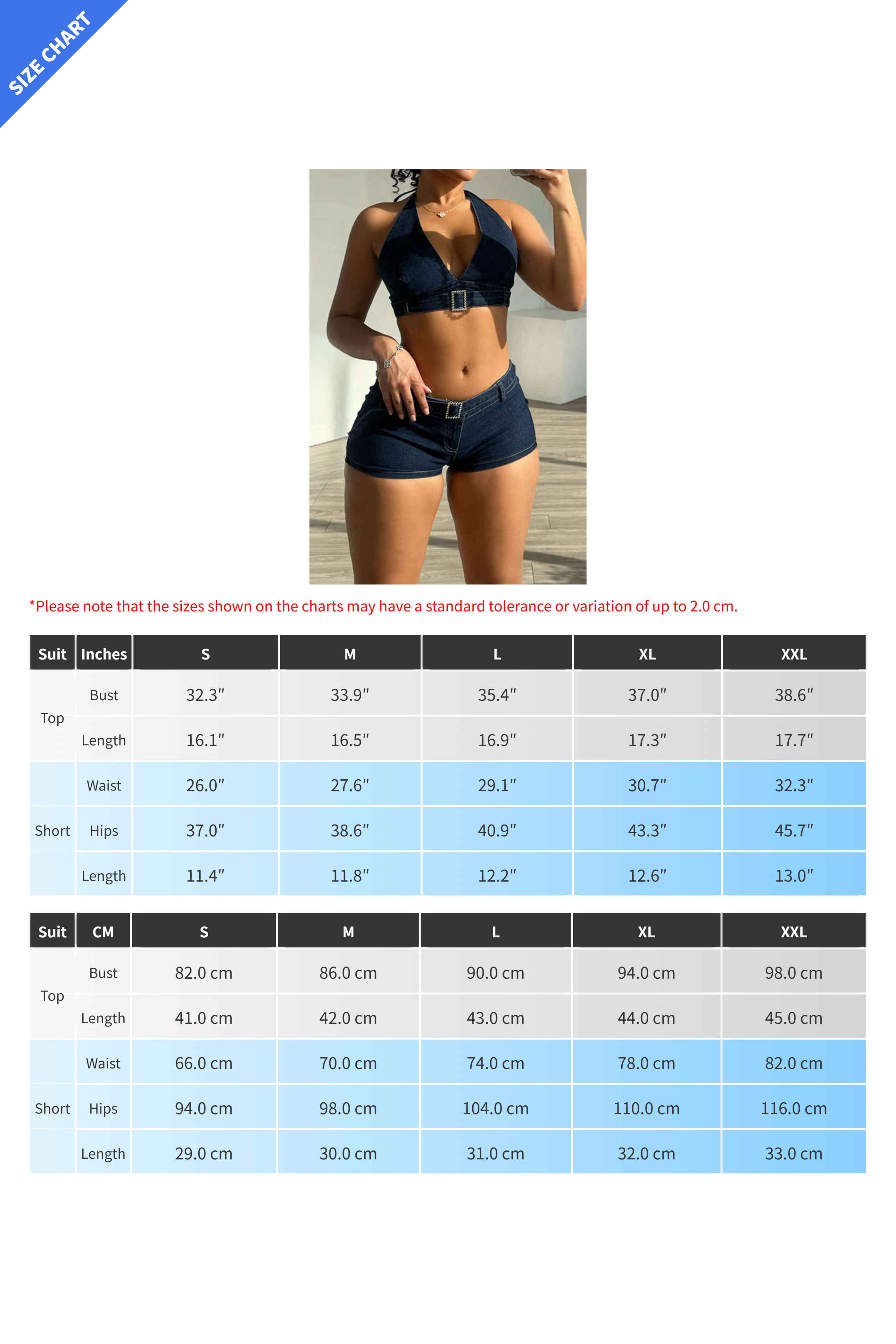 Denim Halter Stretch Shorts Set Lavish Daily