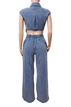 Back Cut Out Denim Jumpsuit Lavish Daily