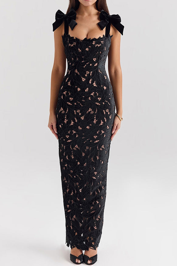 Sleeveless Lace Backless Maxi Dress Lavish Daily