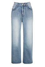 Rhinestone Straight Leg Jeans Pants Lavish Daily