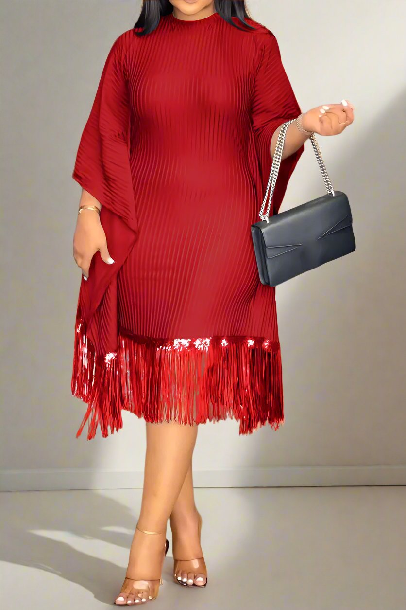 Fringe Combo Dress Lavish Daily