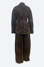 Printed Contrast Denim Jacket & Pants Set Lavish Daily