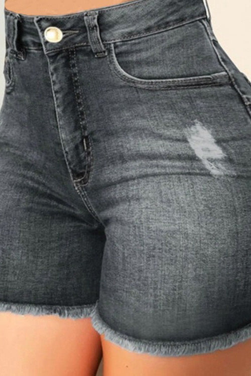 Stretch Skinny Ripped Denim Shorts Lavish Daily