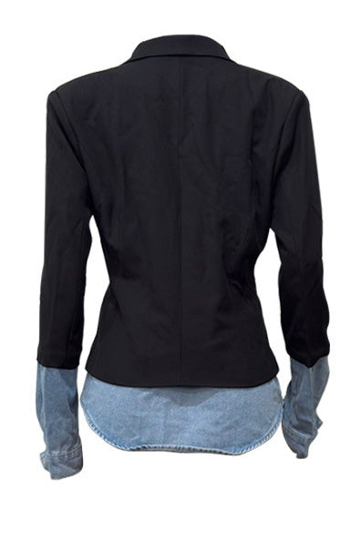 Patchwork Denim Blazer Lavish Daily