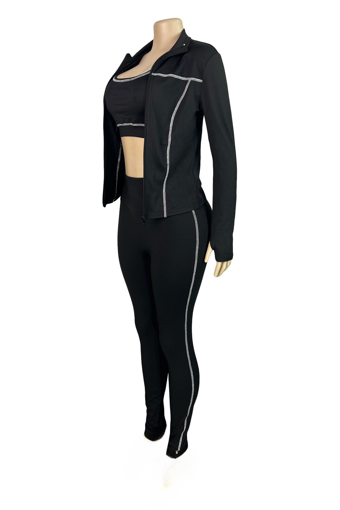 Sport Bra Zip Jacket Leggings Set Lavish Daily