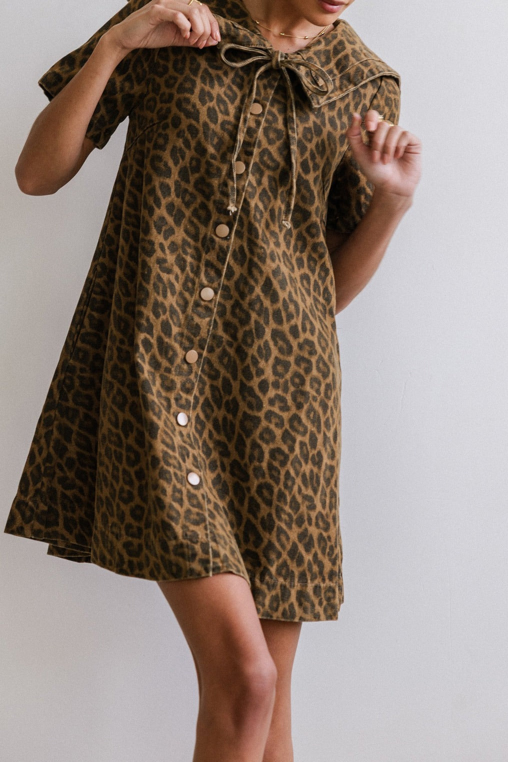 Casual Leopard Print Slimming Denim Dress LavishDaily