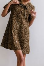 Casual Leopard Print Slimming Denim Dress LavishDaily