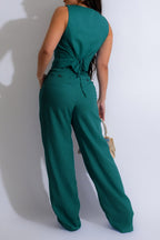 Linen Sleeveless Suit Set for Work Office Lavish Daily