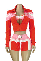 Printed Tie Front Crop Top and Shorts Set Lavish Daily