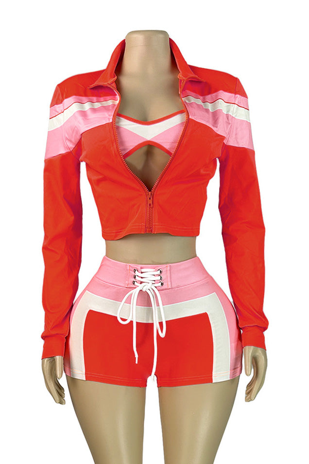 Printed Tie Front Crop Top and Shorts Set Lavish Daily