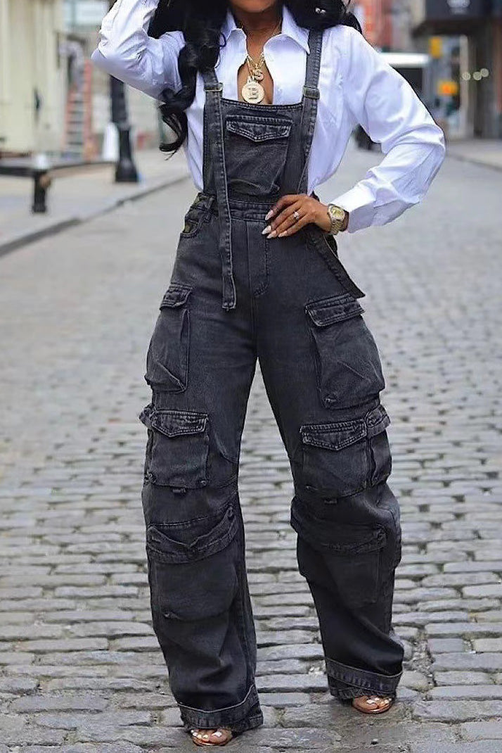 Streetwear Denim Jumpsuit Lavish Daily
