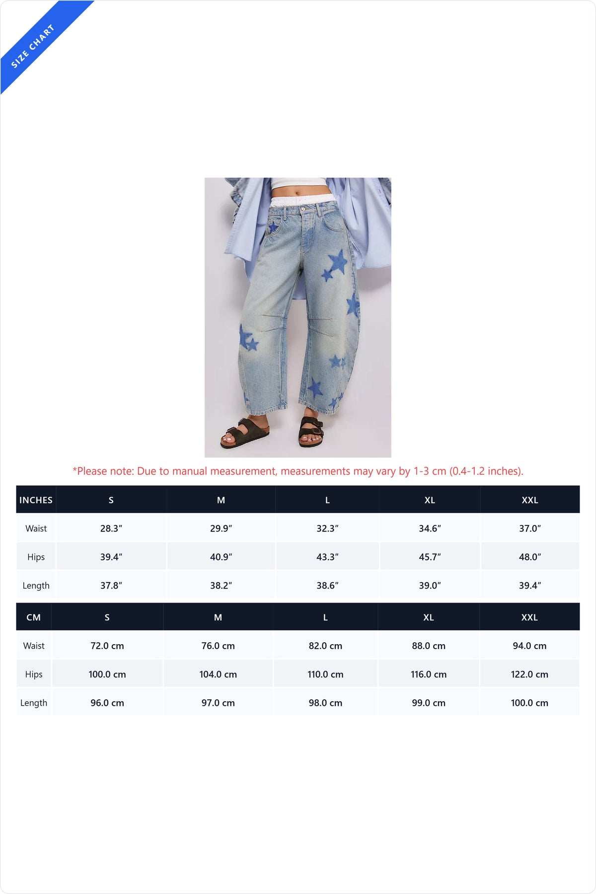 Star Print Relaxed Barrel Leg Jeans Lavish Daily
