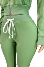 Hooded Zip Sweatshirt and Flare Pants Set Lavish Daily