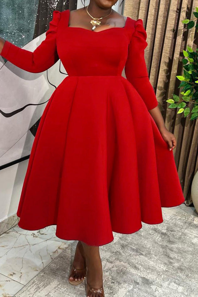 Solid Square Neck High Waist Maxi Dress Lavish Daily