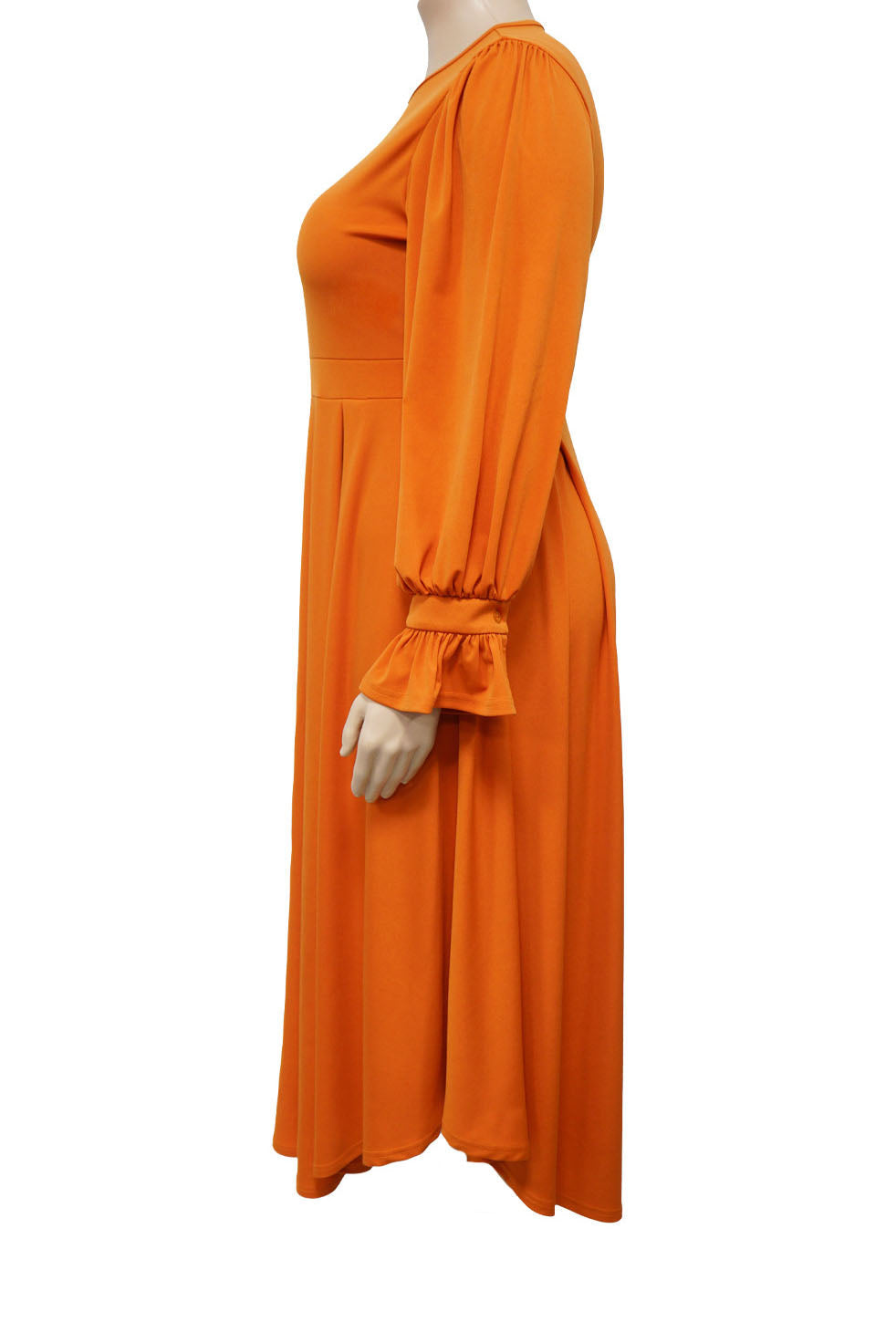 Plus Size Ruffle Cuff Pleated A-Line Midi Dress Lavish Daily