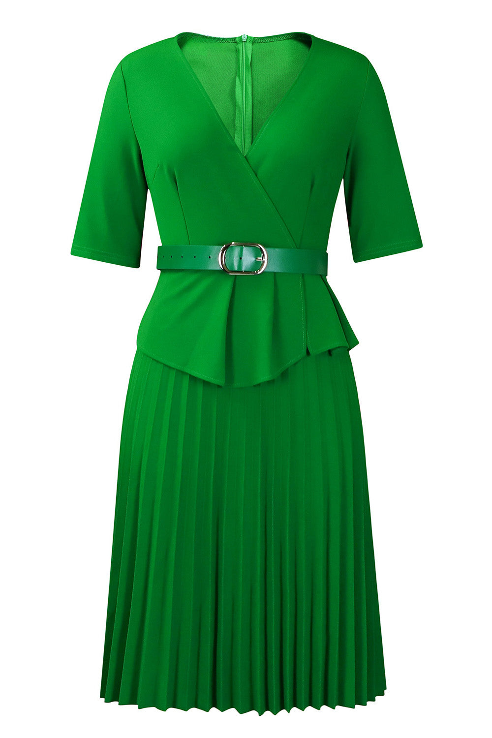 Elegant V-Neck Pleated Dress Lavish Daily