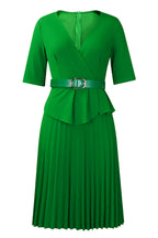 Elegant V-Neck Pleated Dress Lavish Daily