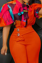 Tie Bow Colorblock Blouse Lavish Daily