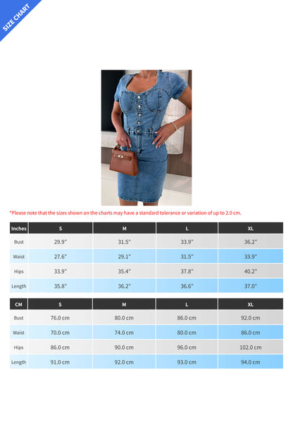 Bustier Button-Front Denim Mini Dress Lavish Daily