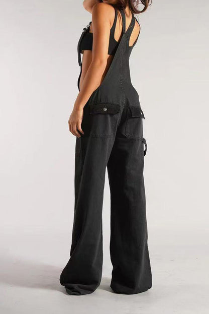 Vintage Wash Wide Leg Denim Overalls Lavish Daily