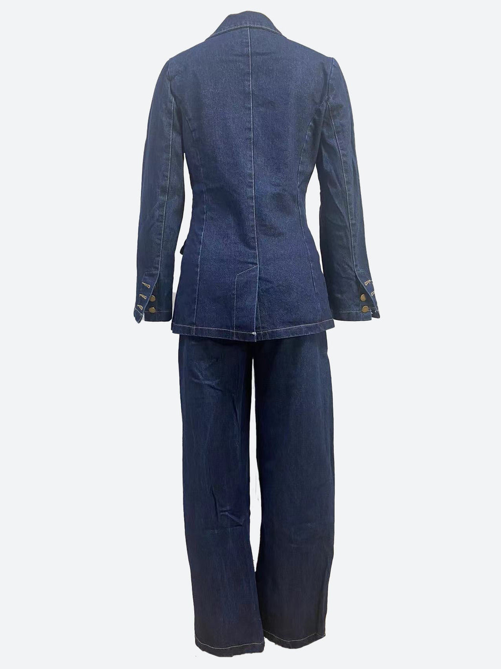 Single-Breasted Denim Blazer & Jeans Set Lavish Daily