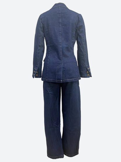 Single-Breasted Denim Blazer & Jeans Set Lavish Daily