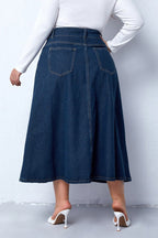 Plus Size Denim Maxi Skirt Lavish Daily