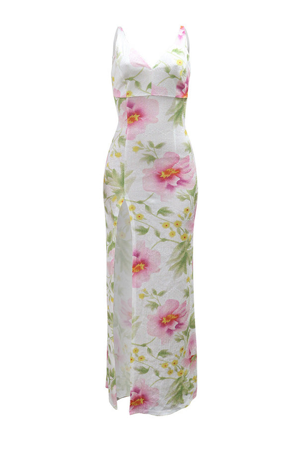 Blossom Sequin Floral Maxi Dress Lavish Daily