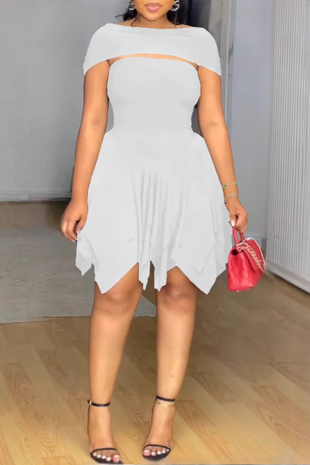 Elegant Asymmetrical Strapless Ruched Layered Dress Lavish Daily