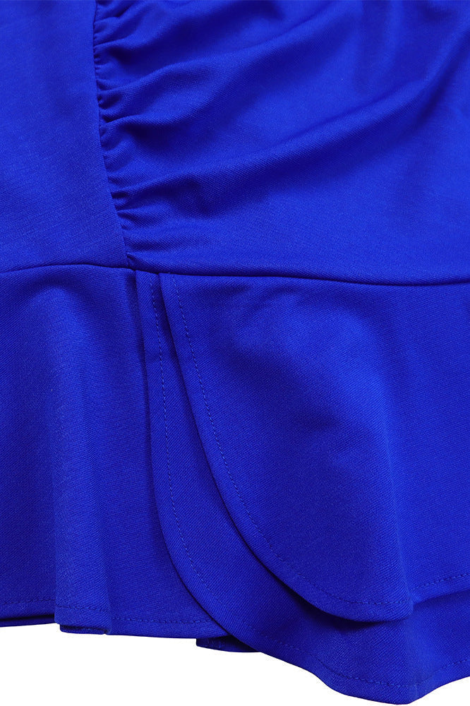 Solid Flounce V Neck Long Sleeve Sets Lavish Daily