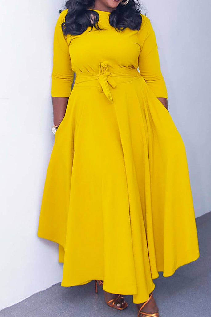 Elegant Tie-Waist A-Line Maxi Dress Lavish Daily