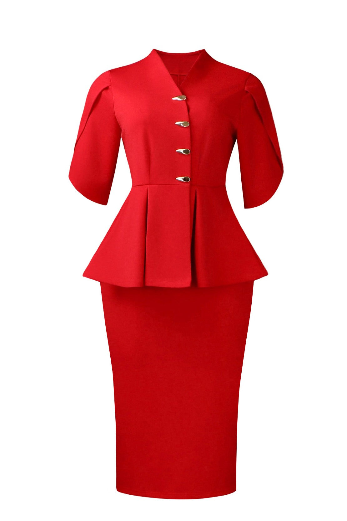Elegant Peplum Top & Pencil Skirt Set Lavish Daily