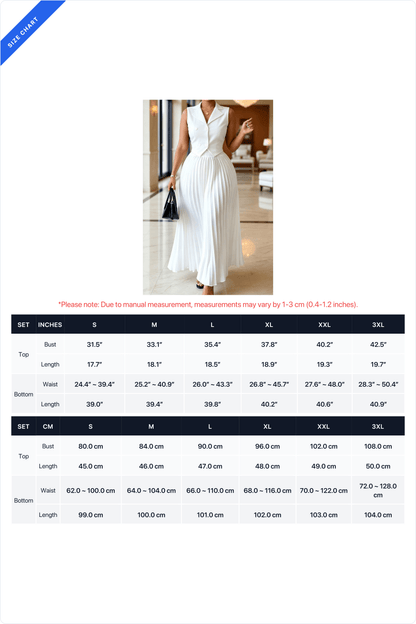 Tailored Vest Pleated Maxi Skirt Set Lavish Daily