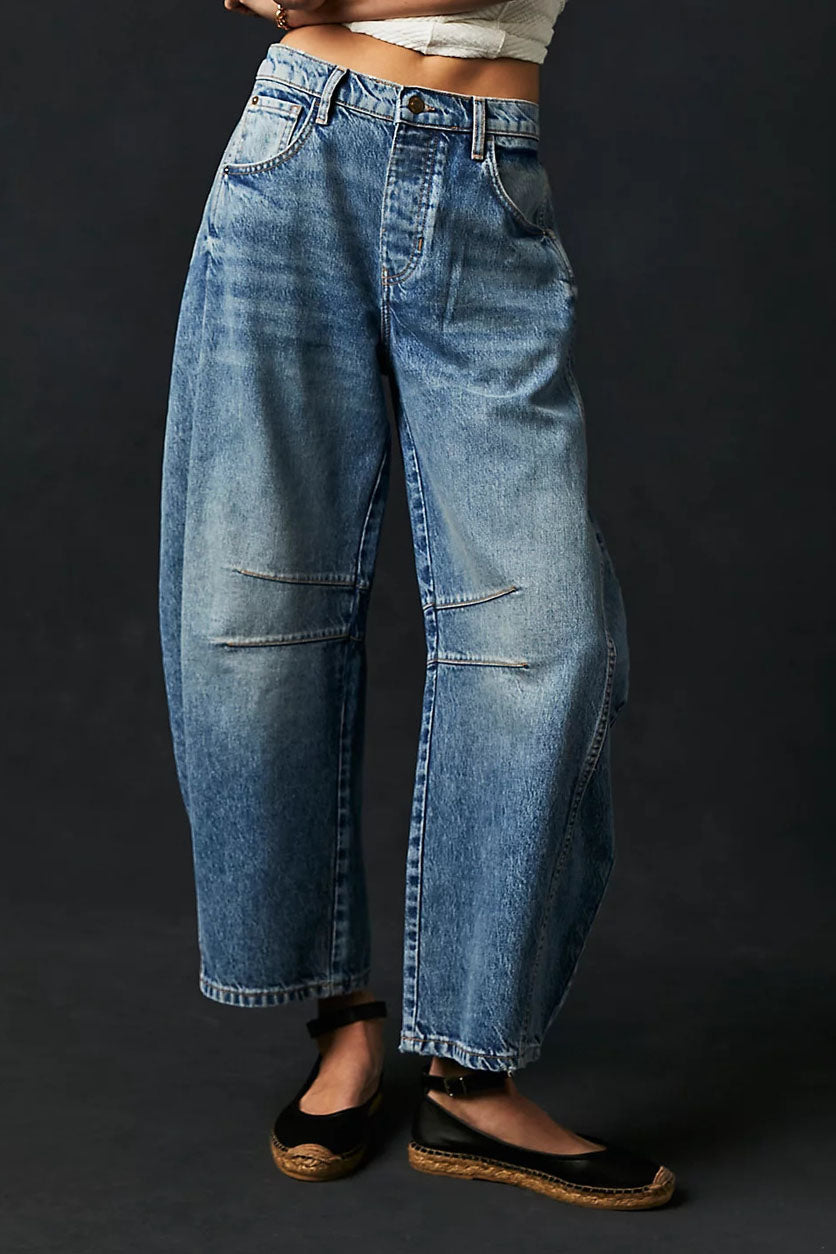Mid Rise Barrel Jeans Lavish Daily