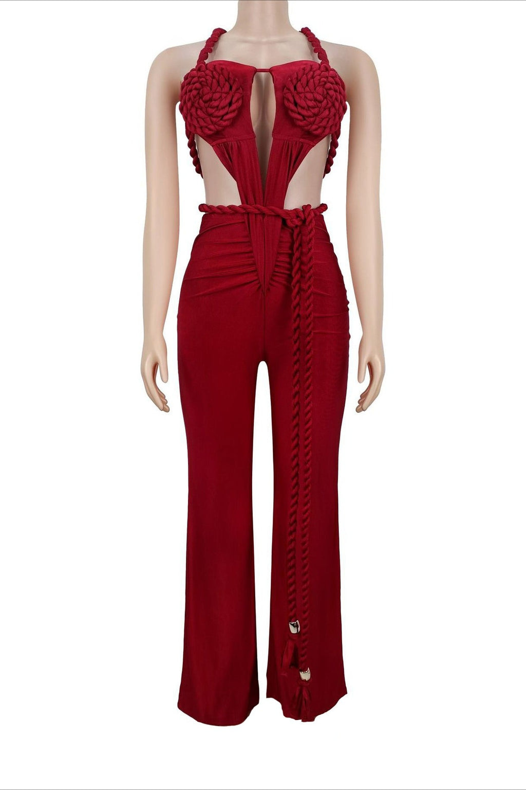 Solid Backless Lace-Up Jumpsuit LavishDaily