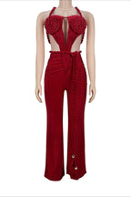Solid Backless Lace-Up Jumpsuit LavishDaily