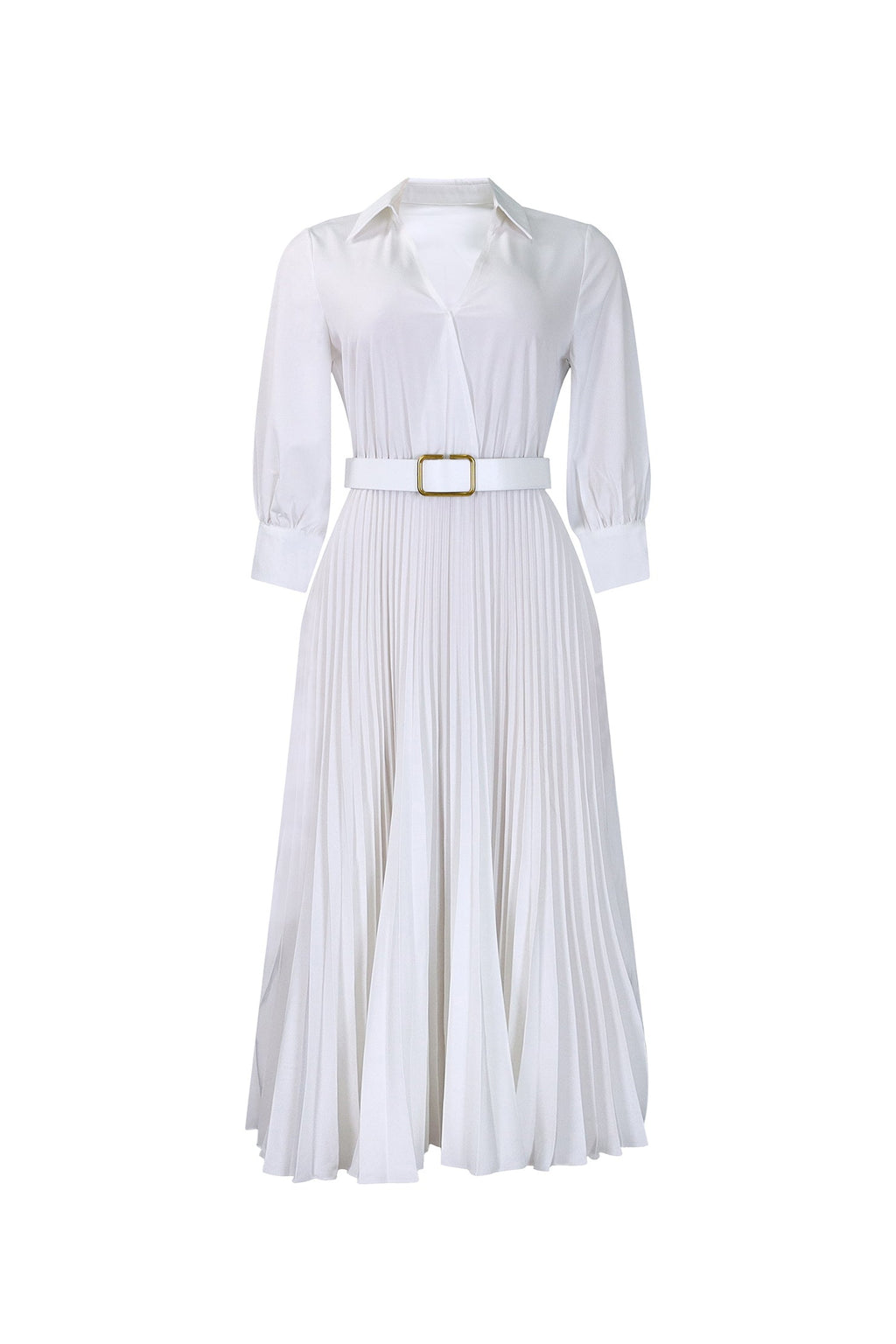 Plus Size Long Sleeve V-Neck Pleated Maxi Dresses Lavish Daily