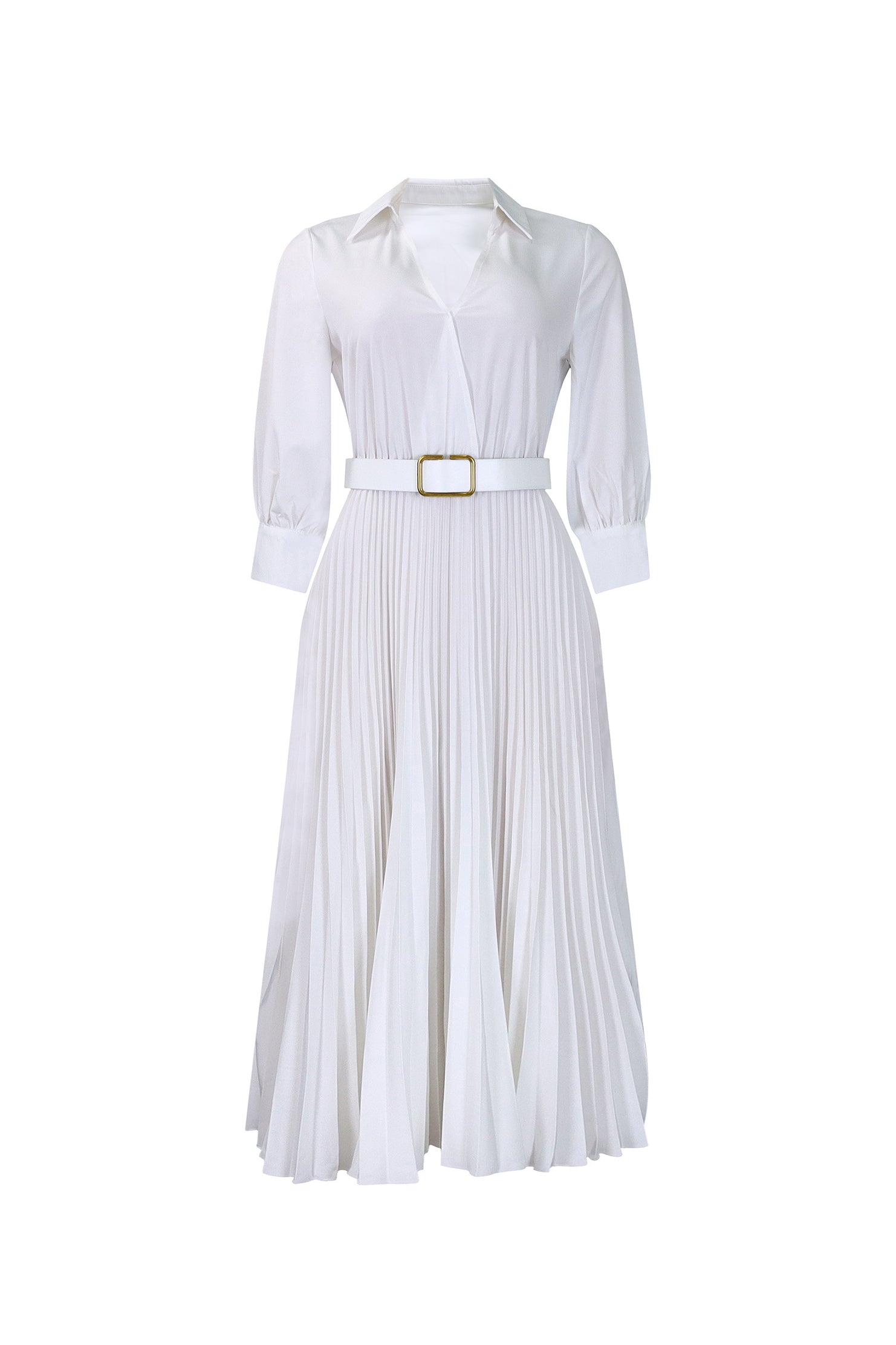 Plus Size Long Sleeve V-Neck Pleated Maxi Dresses Lavish Daily