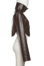 Cropped Faux Leather Jacket Lavish Daily