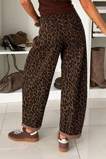 Leopard-Print Wide-Leg Jeans Lavish Daily